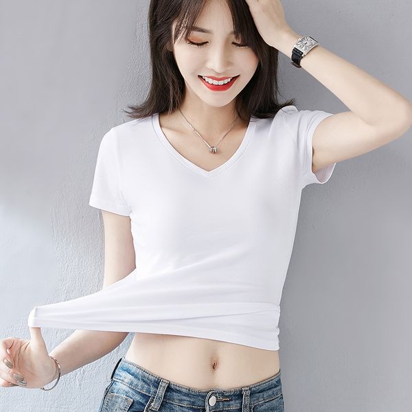 spring pure women's short sleeve slim cotton t-shirt cotton fit v tight fitting women's 2020 new fashion t-shirt half sleeve short, White
spring pure women's short sleeve slim cotton t-shirt cotton fit v tight fitting women's 2020 new fashion t-shirt half sleeve short, White