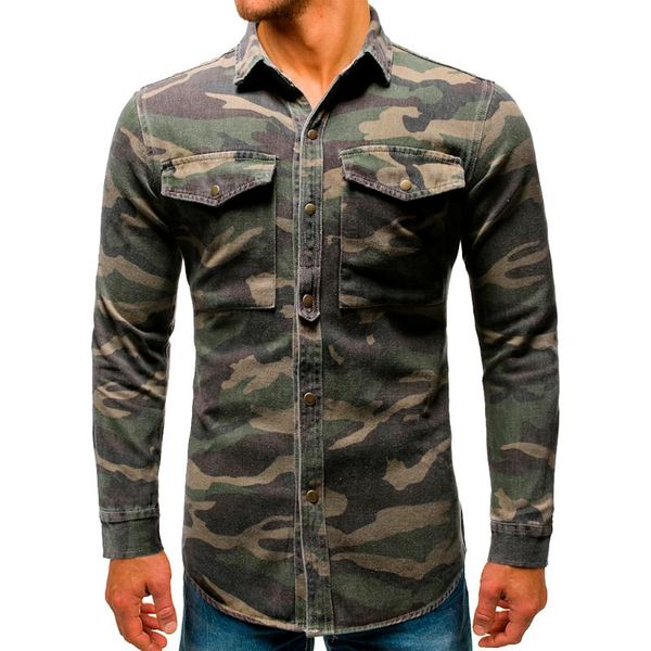 camouflage men denim shirt long sleeve casual cargo shirt with pocket blouse mens regular fit long sleeve, White;black
camouflage men denim shirt long sleeve casual cargo shirt with pocket blouse mens regular fit long sleeve, White;black
