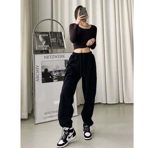 style high waisted drawstring loose new thin, corset and plush sports casual pants, Black;gray
style high waisted drawstring loose new thin, corset and plush sports casual pants, Black;gray