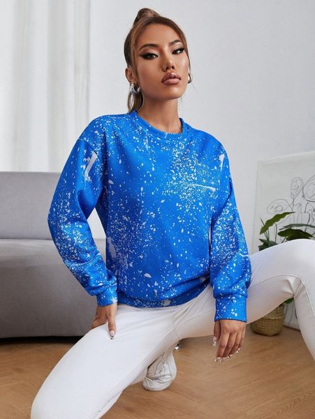splattered paint drop shoulder pullover z1tq#, White;black