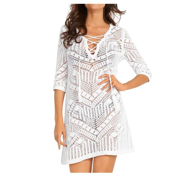 sagace women's 2020 summer women solid lace v-neck loose overall bikini swimwear beach cover up sun sexy, White;black
sagace women's 2020 summer women solid lace v-neck loose overall bikini swimwear beach cover up sun sexy, White;black