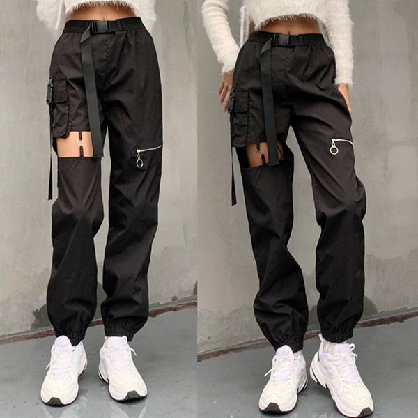 ladies hollow punk workwear belt buckle high waist zipper gothic punk grunge harem pants streetwear black female long trousers, Black;white
ladies hollow punk workwear belt buckle high waist zipper gothic punk grunge harem pants streetwear black female long trousers, Black;white
