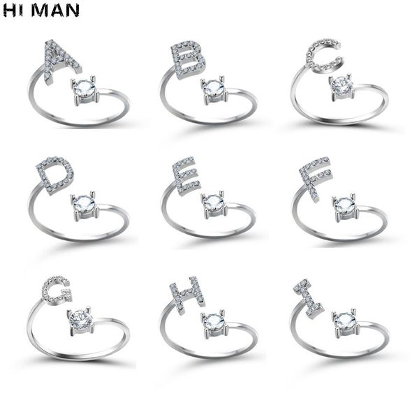 new design fashion pavé cz adjustable 26 initial letter ring for women simple elegant jewelry friendship gift wholesale, Silver
new design fashion pavé cz adjustable 26 initial letter ring for women simple elegant jewelry friendship gift wholesale, Silver