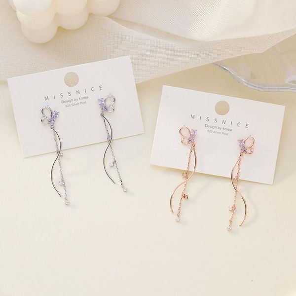 dangle & chandelier korean fashion purple crystal earrings micro-inlaid zircon metal butterfly chain tassel long s-shaped curve for women, Silver
dangle & chandelier korean fashion purple crystal earrings micro-inlaid zircon metal butterfly chain tassel long s-shaped curve for women, Silver