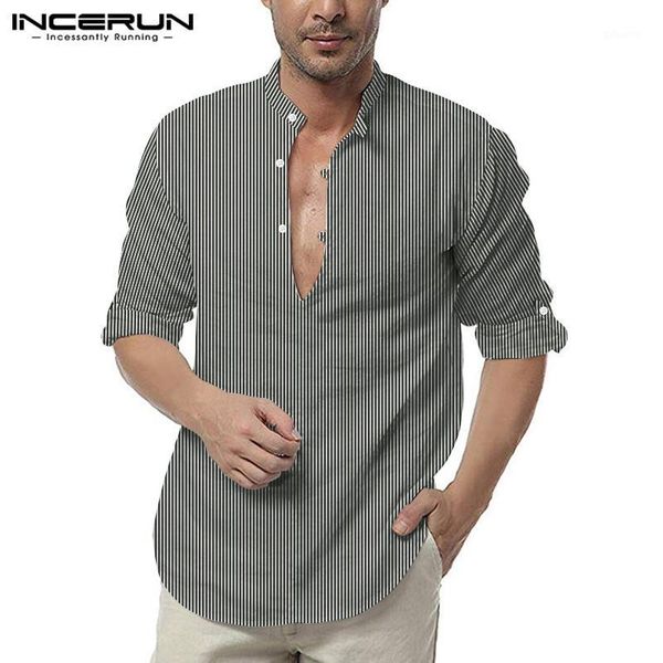 fashion mens striped shirts casual long sleeve lapel blouse man stand collar comfy camisas leisure buttons blusas s-3xl incerun1, White;black
fashion mens striped shirts casual long sleeve lapel blouse man stand collar comfy camisas leisure buttons blusas s-3xl incerun1, White;black