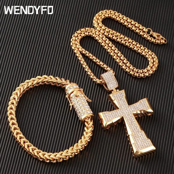 new crystal cross necklace men gold color hip hop stainless steel chain religious necklaces pendant male christian jewelry gift t200821, Silver
new crystal cross necklace men gold color hip hop stainless steel chain religious necklaces pendant male christian jewelry gift t200821, Silver