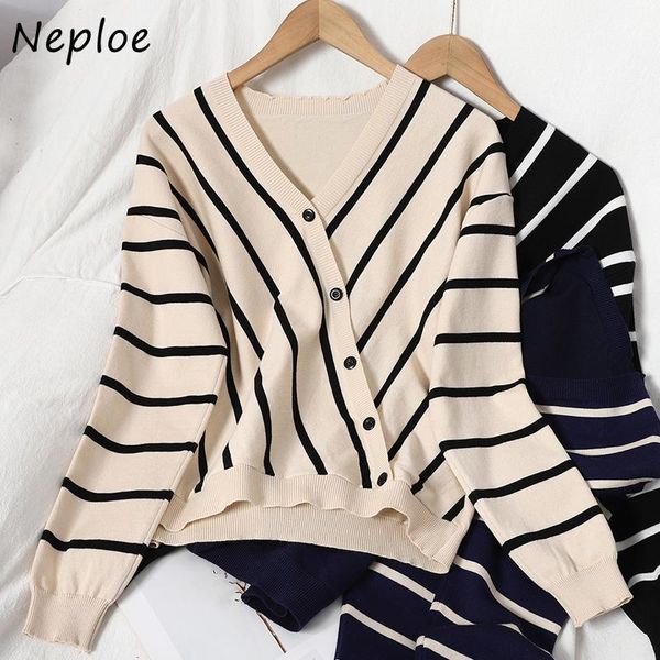 neploe autumn winter elegant panelled stripes sweaters korean style casual knitted cardigans all-match chic button v-neck, White;black
neploe autumn winter elegant panelled stripes sweaters korean style casual knitted cardigans all-match chic button v-neck, White;black