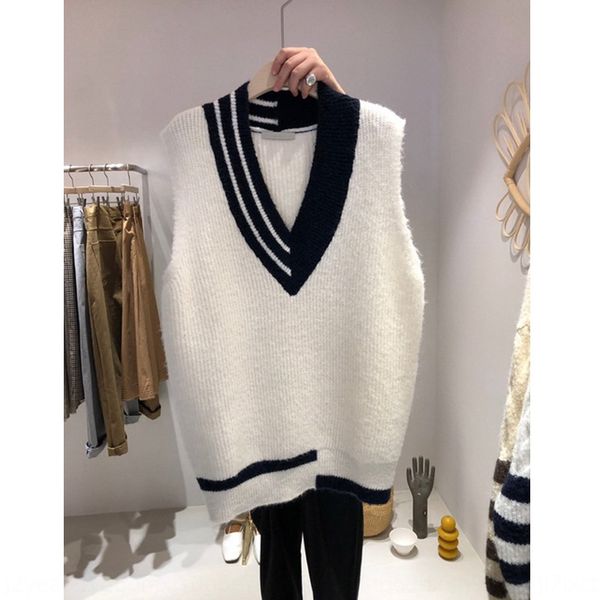 color matching knitted jacket for women's new fall vest coat vest2020 korean lazy loose sleeveless v-neck vest gpznc, White;black
color matching knitted jacket for women's new fall vest coat vest2020 korean lazy loose sleeveless v-neck vest gpznc, White;black