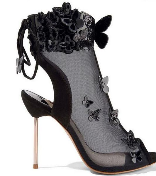 boots women design open toe back lace-up 3d butterfly mesh ankle cut-out stiletto high heel booties wedding dress shoes, Black
boots women design open toe back lace-up 3d butterfly mesh ankle cut-out stiletto high heel booties wedding dress shoes, Black