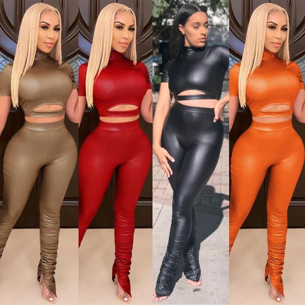 women's tracksuits fashion short leather clothes pile up pants two piece set outfits matching sets stacked leggings crop for women, Gray
women's tracksuits fashion short leather clothes pile up pants two piece set outfits matching sets stacked leggings crop for women, Gray
