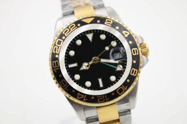 classic men's watch 40mm dial gmt pointer aluminum gold rotary watch ring 2813 automatic gold stainless steel strap old watch buckle, Slivery;brown
classic men's watch 40mm dial gmt pointer aluminum gold rotary watch ring 2813 automatic gold stainless steel strap old watch buckle, Slivery;brown