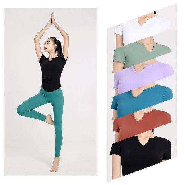 women tees clothing designers clothes t-shirt self-cultivation yoga sports fitness running quick-drying elastic v-neck figure female, White
women tees clothing designers clothes t-shirt self-cultivation yoga sports fitness running quick-drying elastic v-neck figure female, White