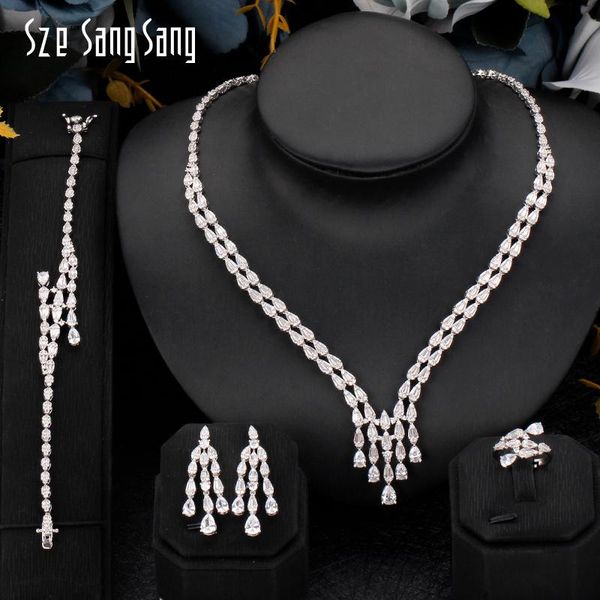 new fashion women wedding jewelry set 4 pcs cubic zirconia romantic bridal ring necklace jewellery accessories for engagement, Silver
new fashion women wedding jewelry set 4 pcs cubic zirconia romantic bridal ring necklace jewellery accessories for engagement, Silver