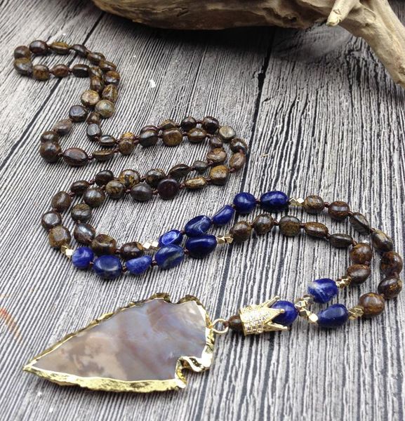 pendant necklaces ya2821 jaspers stone arrow gold sodalite bronzite irregular nugget beads knot handmade necklace, Silver
pendant necklaces ya2821 jaspers stone arrow gold sodalite bronzite irregular nugget beads knot handmade necklace, Silver