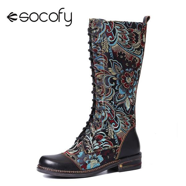 boots socofy flowers pattern colorful stitching elegant zipper lace up flat mid calf shoes women botas mujer, Black
boots socofy flowers pattern colorful stitching elegant zipper lace up flat mid calf shoes women botas mujer, Black