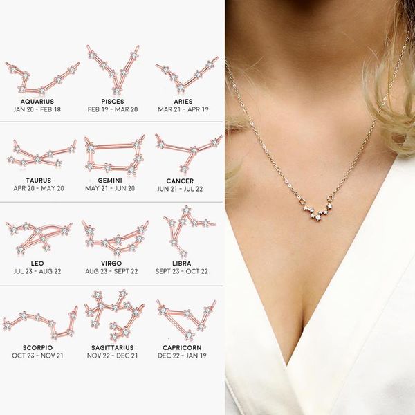 pendant necklaces 12 constellation star zodiac sign necklace choker for women crystal rose gold color chain gift birthdayn623, Silver
pendant necklaces 12 constellation star zodiac sign necklace choker for women crystal rose gold color chain gift birthdayn623, Silver