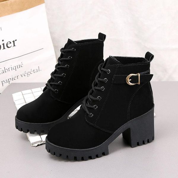 2020 new boots british thick heel lace-up cotton boots small short women spring and autumn single high heels1, Black
2020 new boots british thick heel lace-up cotton boots small short women spring and autumn single high heels1, Black