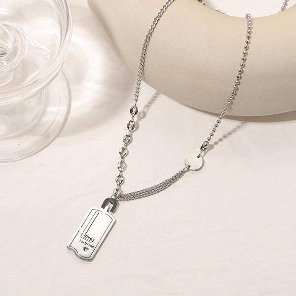 fashion simple street titanium steel square brand letter necklace female hip hop letter pendant jewelry sale, Silver
fashion simple street titanium steel square brand letter necklace female hip hop letter pendant jewelry sale, Silver