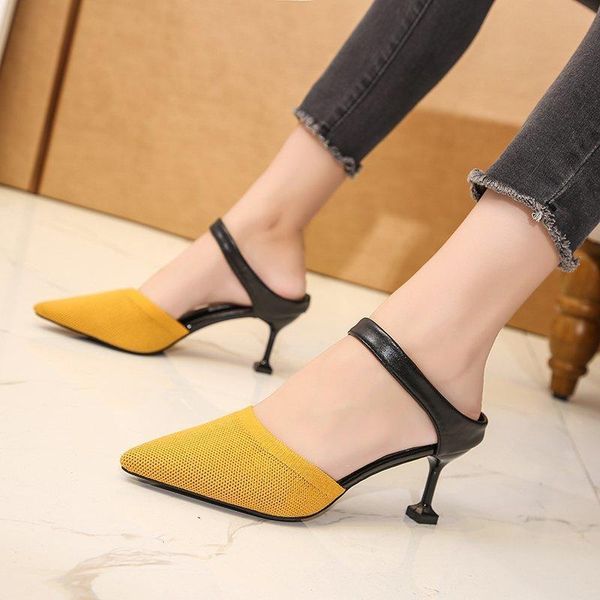 women's sandals baotou mid-heel pointed slippers women's sandals 2021 summer korean all-match stiletto high heels women trend, Black
women's sandals baotou mid-heel pointed slippers women's sandals 2021 summer korean all-match stiletto high heels women trend, Black