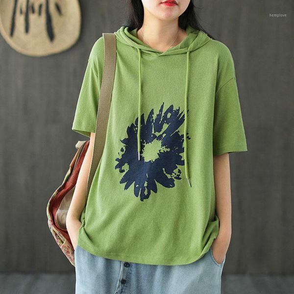 johnature women loose retro print short sleeve hooded t-shirt 2020 summer new simple comfortable all-match women t-shirts1, White
johnature women loose retro print short sleeve hooded t-shirt 2020 summer new simple comfortable all-match women t-shirts1, White