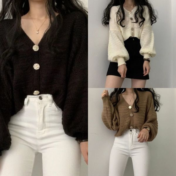 autumn new korean style versatile big button sleeve long sleeve cardigan button lantern sweater lantern sweater zcpji, White;black
autumn new korean style versatile big button sleeve long sleeve cardigan button lantern sweater lantern sweater zcpji, White;black