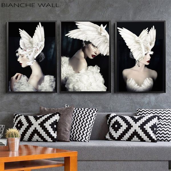black white fashion woman pigeon wings hat abstract canvas poster print nordic style painting picture modern home decor
black white fashion woman pigeon wings hat abstract canvas poster print nordic style painting picture modern home decor