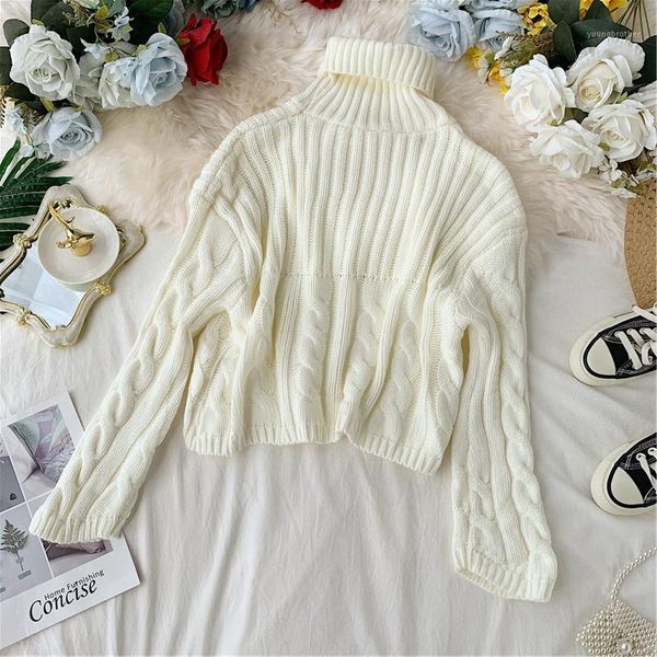 women's sweaters 2021 autumn winter women warm fashion turtleneck pullovers loose knitted female cc13721, White;black
women's sweaters 2021 autumn winter women warm fashion turtleneck pullovers loose knitted female cc13721, White;black