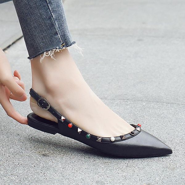 baotou sharp rivet sandals side air flat bottom bead willow single shoe woman, Black
baotou sharp rivet sandals side air flat bottom bead willow single shoe woman, Black