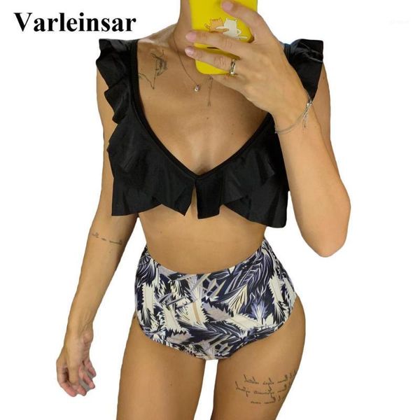 black 2020 ruffled high waist bikini female swimsuit women swimwear two-pieces bikini set high waist bather bathing suit v11881, White;black
black 2020 ruffled high waist bikini female swimsuit women swimwear two-pieces bikini set high waist bather bathing suit v11881, White;black