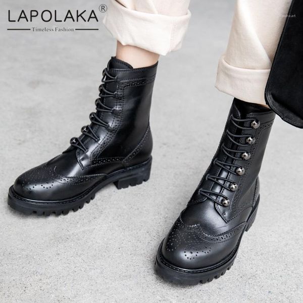 boots lapolaka 2021 design genuine cow leather ankle woman shoes chunky heels platform fashion lady female1, Black
boots lapolaka 2021 design genuine cow leather ankle woman shoes chunky heels platform fashion lady female1, Black
