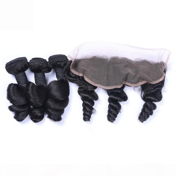 indian loose wave 13x4 ear to ear lace frontal with hair bundles unprocessed virgin hair weave with full lace frontal closure 4pcs lot, Black
indian loose wave 13x4 ear to ear lace frontal with hair bundles unprocessed virgin hair weave with full lace frontal closure 4pcs lot, Black