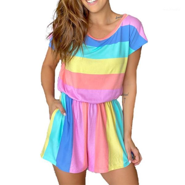 women's jumpsuits & rompers rainbow striped o neck bodysuit women 2021 summer short sleeve elastic waist pockets detail crop jumpsuit h, Black;white
women's jumpsuits & rompers rainbow striped o neck bodysuit women 2021 summer short sleeve elastic waist pockets detail crop jumpsuit h, Black;white