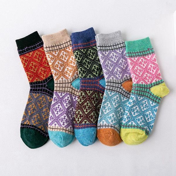 5 pairs fashion warm soft women's socks retro style colorful wool socks christmas casual breathable tube1, Black;white
5 pairs fashion warm soft women's socks retro style colorful wool socks christmas casual breathable tube1, Black;white