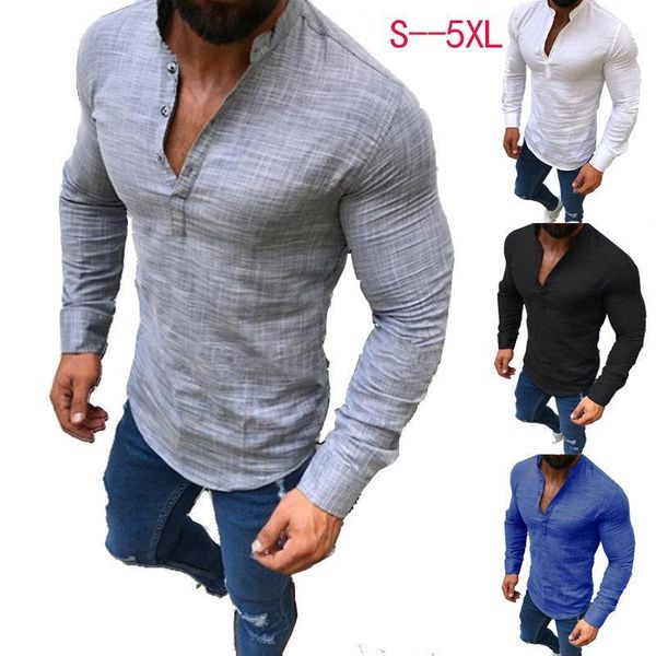 new autumn solid color long-sleeved casual linen half-open shirt stand collar slim shirts1, White;black
new autumn solid color long-sleeved casual linen half-open shirt stand collar slim shirts1, White;black
