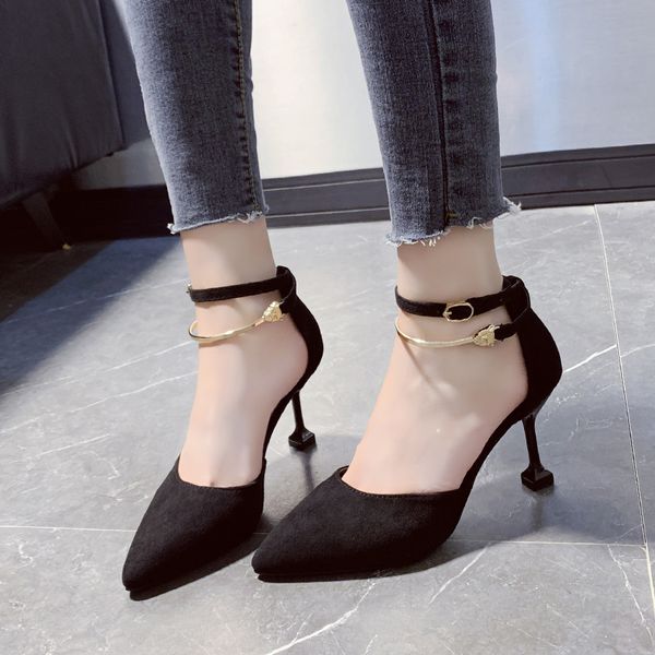 high heels women in the spring of 2020 new pointed a word buckle cat with sandals in baotou single woman shoes, Black
high heels women in the spring of 2020 new pointed a word buckle cat with sandals in baotou single woman shoes, Black