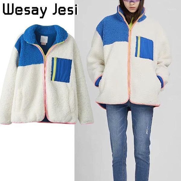2020 winter fashion women's jacket coat pink trim plush warm coat white blue short casual jacket new color block stitching1, Black
2020 winter fashion women's jacket coat pink trim plush warm coat white blue short casual jacket new color block stitching1, Black