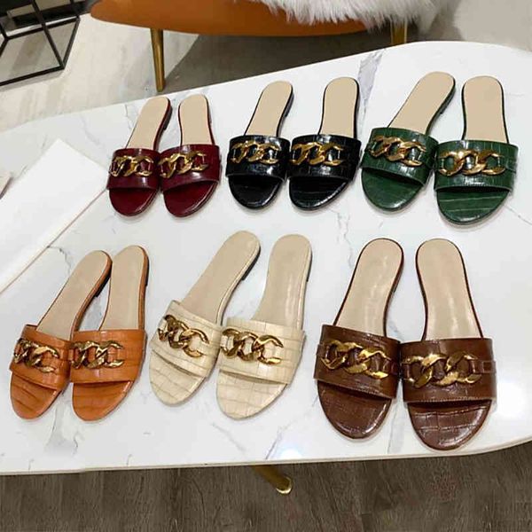metal designer chain slides sandals women designer sandals leather flats slippers flip flops shoes 6 colors 270, Black
metal designer chain slides sandals women designer sandals leather flats slippers flip flops shoes 6 colors 270, Black