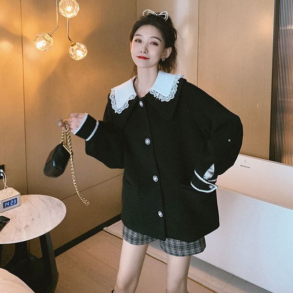 2021 new casual sweet doll collar tweed wool women korean streetwear jacket and coat ladies japanese outerwear female new hh10, White;black
2021 new casual sweet doll collar tweed wool women korean streetwear jacket and coat ladies japanese outerwear female new hh10, White;black