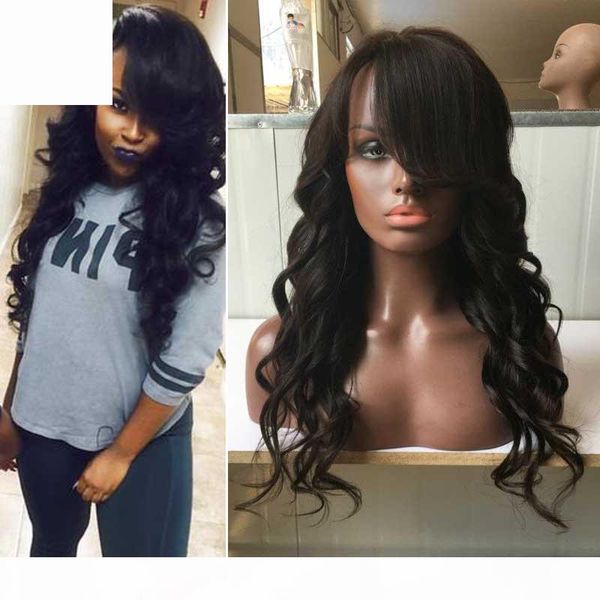 brazilian full lace wigs human hair glueless lace front wig with side bangs for black women, Black;brown
brazilian full lace wigs human hair glueless lace front wig with side bangs for black women, Black;brown