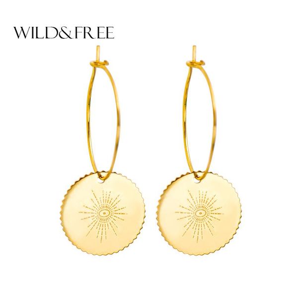 hoop & huggie wild&women statement round pendant earrings gold circle sun pettern bohemian stainless steel jewelry wedding gift, Golden;silver
hoop & huggie wild&women statement round pendant earrings gold circle sun pettern bohemian stainless steel jewelry wedding gift, Golden;silver