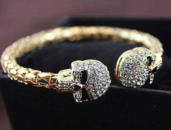 fashion skull design bracelet female rhinestone alloy gold/silver plated charm cuff bracelets for women pulseira feminina, White
fashion skull design bracelet female rhinestone alloy gold/silver plated charm cuff bracelets for women pulseira feminina, White