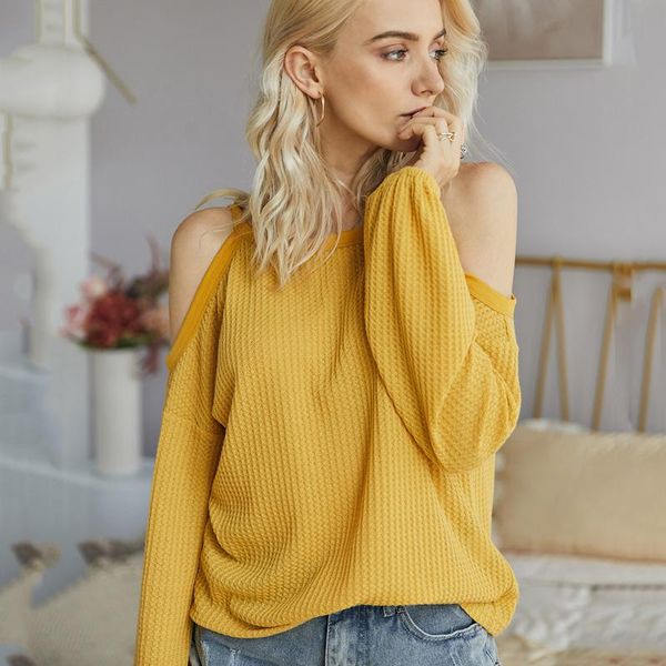 original design fashion female t-shirt long sleeve bare shoulder autumn knitted t shirt women solid loose casual tee shirt femme, White
original design fashion female t-shirt long sleeve bare shoulder autumn knitted t shirt women solid loose casual tee shirt femme, White
