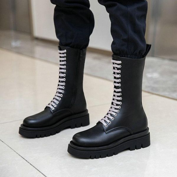 boots 2021 woman's shoes lace-up platform flat cross-tied slim women mid-calf motorcycle plus size 34-43, Black
boots 2021 woman's shoes lace-up platform flat cross-tied slim women mid-calf motorcycle plus size 34-43, Black