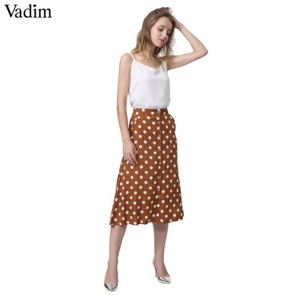 vadim women vintage dot print midi skirt button design pockets a line ladies casual summer mid calf skirts falda mujer ba022 y200326, Black
vadim women vintage dot print midi skirt button design pockets a line ladies casual summer mid calf skirts falda mujer ba022 y200326, Black
