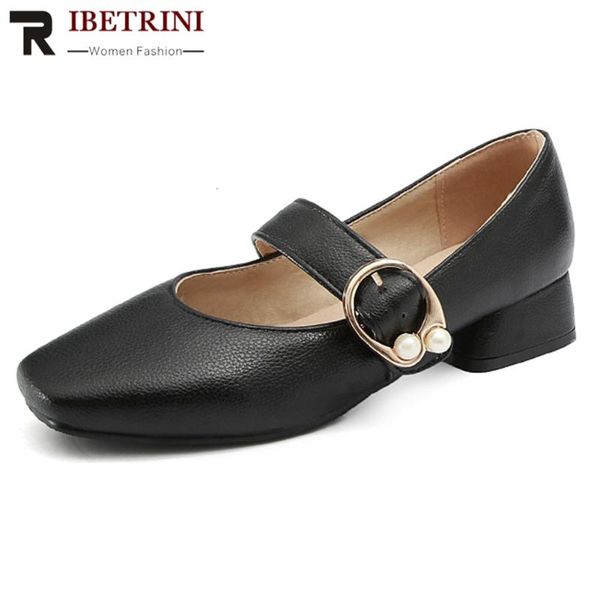 ribetrini square toe buckle strap pearl lady spring pumps low heel office casual solid pumps women fashion shoes woman, Black 
ribetrini square toe buckle strap pearl lady spring pumps low heel office casual solid pumps women fashion shoes woman, Black