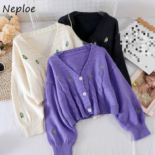 women's knits & tees neploe women sweaters mujers 2021 autumn korean fresh embroidery floral loose v-neck solid knitted cardigans 8239, White
women's knits & tees neploe women sweaters mujers 2021 autumn korean fresh embroidery floral loose v-neck solid knitted cardigans 8239, White