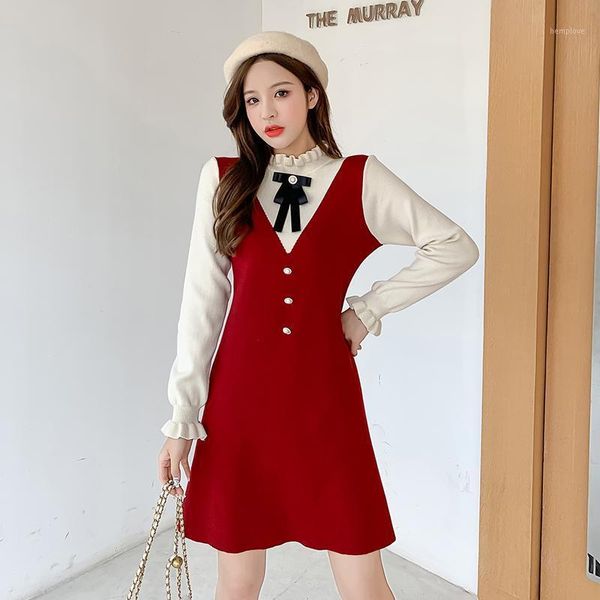 autumn winter dress hit color women sweater dress bow o-neck long sleeve women knitted female a-line jumpers1, Black;gray
autumn winter dress hit color women sweater dress bow o-neck long sleeve women knitted female a-line jumpers1, Black;gray