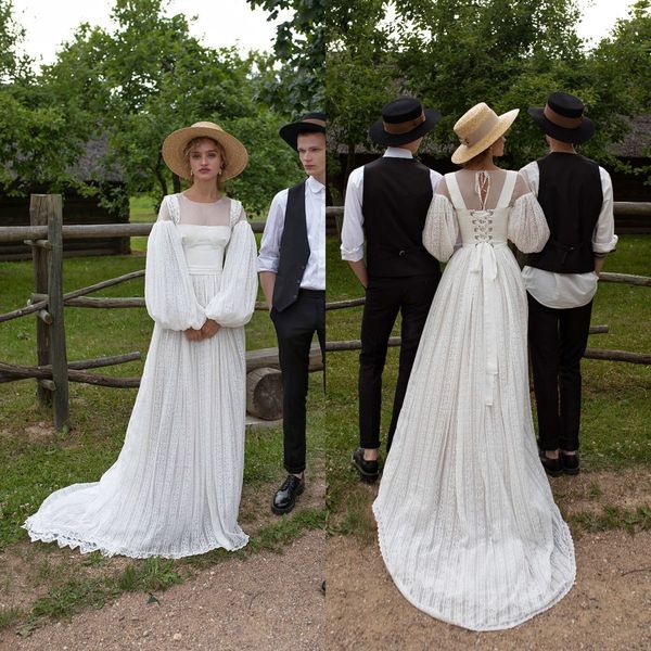 2021 new wedding dresses long sleeves lace appliques modern bridal gowns custom made lace-up back sweep train a-line wedding dress, White
2021 new wedding dresses long sleeves lace appliques modern bridal gowns custom made lace-up back sweep train a-line wedding dress, White