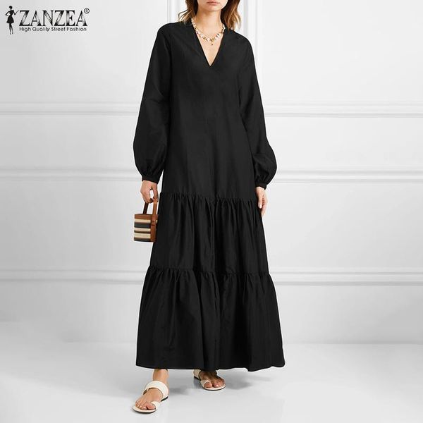 zanzea stylish long puff sleeve casual dresses women vintage ruffled hem sundress v neck loose vestidos kaftan solid robe femme, Black;gray
zanzea stylish long puff sleeve casual dresses women vintage ruffled hem sundress v neck loose vestidos kaftan solid robe femme, Black;gray