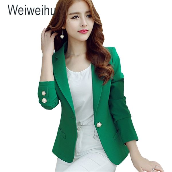 women blazers green color long sleeve jackets solid single button coat slim office lady jacket female blazer feminino y201026, White;black
women blazers green color long sleeve jackets solid single button coat slim office lady jacket female blazer feminino y201026, White;black